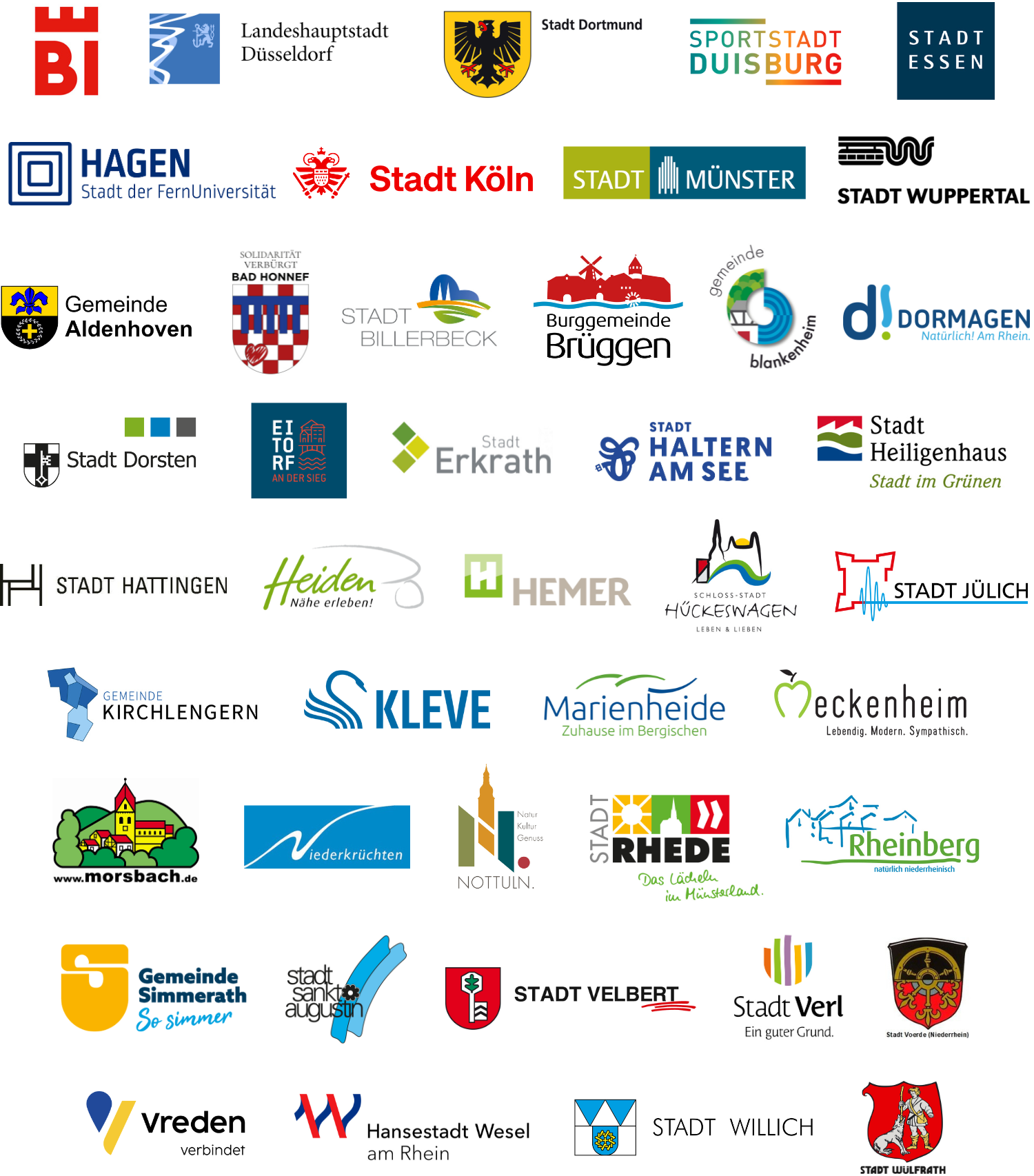 Eine Collage von Logos der teilnehmenden Kommunen