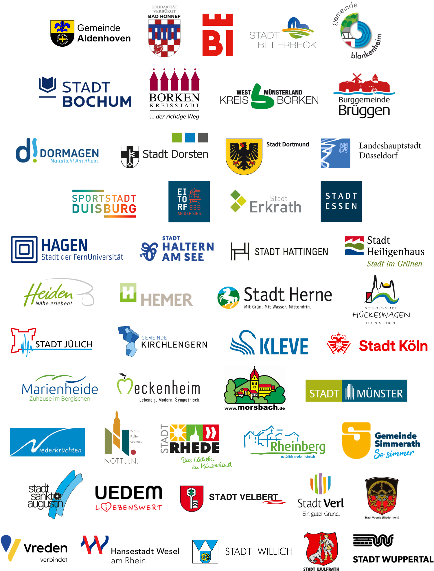 Eine Collage von Logos der teilnehmenden Kommunen