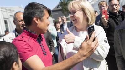 Ministerpräsidentin Hannelore Kraft besucht das mobile Kita-Projekt "FRIEDA" der AWO