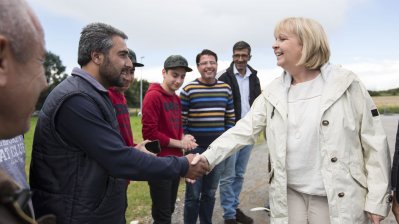 Ministerpräsidentin Hannelore Kraft besucht das mobile Kita-Projekt "FRIEDA" der AWO