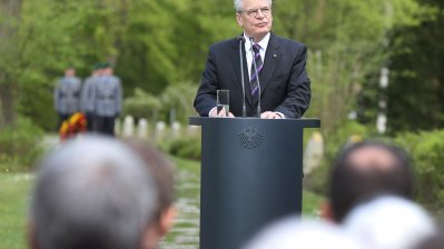 Bundespräsident Joachim Gauck bei seiner Rede anlässlich des 70. Jahrestage des Kriegsende