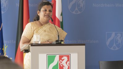 Ministerpräsident Laschet begrüßt den internationalen Friedensbotschafter Sri Sri Ravi Shankar im Landeshaus