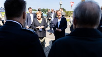 Bundeskanzlerin Angela Merkel und Ministerpräsident Armin Laschet im Märkischen Kreis und in Hagen