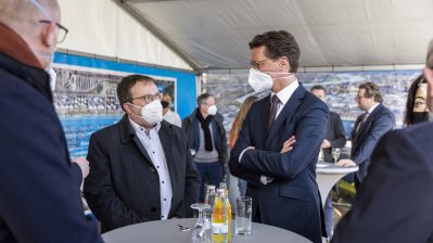 Ministerpräsident Hendrik Wüst besucht das Duisburg Gateway Terminal 
