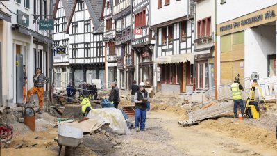 Ministerpräsident Hendrik Wüst besucht gemeinsam mit Bundeskanzler Olaf Scholz und Bundesinnenministerin Nancy Faeser Bad Münstereifel