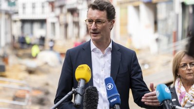 Ministerpräsident Hendrik Wüst besucht gemeinsam mit Bundeskanzler Olaf Scholz und Bundesinnenministerin Nancy Faeser Bad Münstereifel