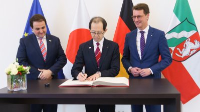 Ministerpräsident Hendrik Wüst trifft den Gouverneur der Präfektur Fukushima Masao Uchibori