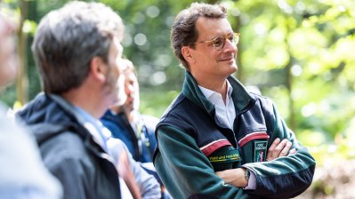 Ministerpräsident Hendrik Wüst besucht gemeinsam mit Manuel Andrack den Königsforst in Köln