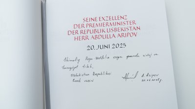 Ministerpräsident Wüst empfängt den Premierminister der Republik Usbekistan Abdulla Aripov