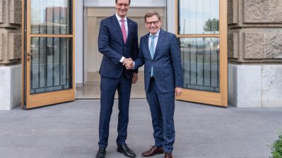 Ministerpräsident Hendrik Wüst empfängt Außenminister Dr. Johann Wadephul