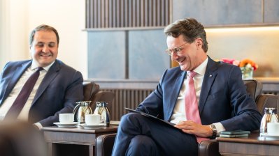 Ministerpräsident Hendrik Wüst empfängt Außenminister Dr. Johann Wadephul