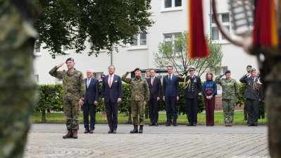 König Willem-Alexander, Bundespräsident Steinmeier und Ministerpräsident Wüst besuchen das 1. Deutsch-Niederländischen Corps