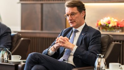 Ministerpräsident Wüst empfängt den Gouverneur von Minnesota Tim Walz