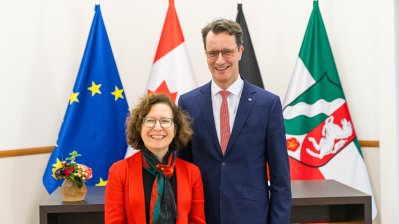 Ministerpräsident Wüst empfängt die Botschafterin von Kanada in Deutschland zum Antrittsbesuch