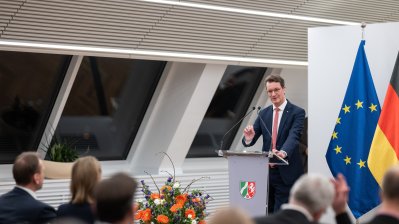 Ministerpräsident Hendrik Wüst während seiner Rede