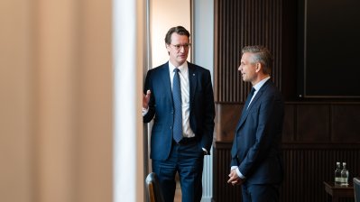Ministerpräsident Wüst empfängt österreichischen Bundesminister Wolfgang Hattmannsdorfer