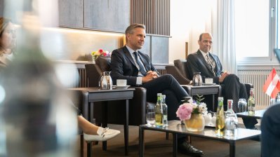 Ministerpräsident Wüst empfängt österreichischen Bundesminister Wolfgang Hattmannsdorfer