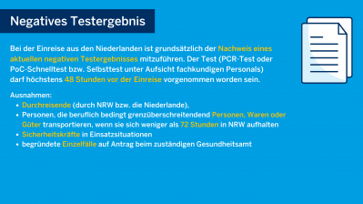 Testpflicht für Einreisende aus den Niederlanden – Nordrhein-Westfalen setzt Entscheidung des Bundes um