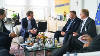 Ministerpräsident Hendrik Wüst empfängt den Marschall der polnischen Woiwodschaft Schlesien