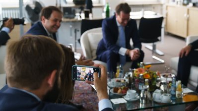 Ministerpräsident Hendrik Wüst empfängt den Marschall der polnischen Woiwodschaft Schlesien