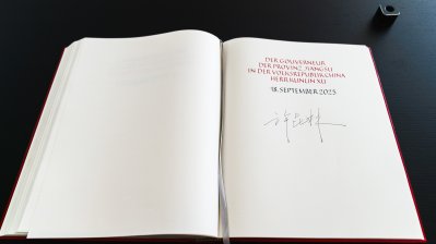 Ministerpräsident Hendrik Wüst trifft den Gouverneur der chinesischen Partnerprovinz Jiangsu