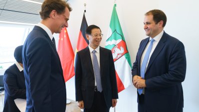 Ministerpräsident Hendrik Wüst trifft den Gouverneur der chinesischen Partnerprovinz Jiangsu