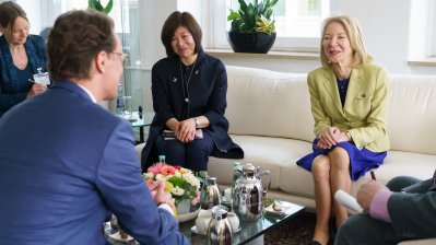 Ministerpräsident Hendrik Wüst empfängt die neue Botschafterin der USA Amy Gutmann