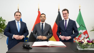 Ministerpräsident Wüst empfängt den Botschafter der Vereinigten Arabischen Emirate Ahmed Alattar