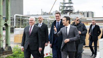 Bundespräsident Steinmeier und Ministerpräsident Wüst besuchen thyssenkrupp und Air Liquide