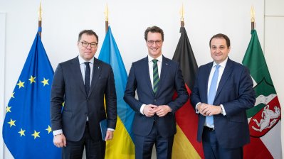 Ministerpräsident Hendrik Wüst empfängt den Botschafter der Ukraine Oleksii Makeiev