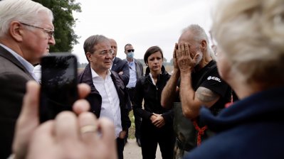 Bundespräsident Frank-Walter Steinmeier und Ministerpräsident Armin Laschet besuchen Erftstadt im Rhein-Erft-Kreis