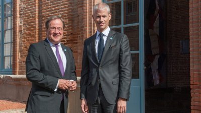 Kulturbevollmächtigter Armin Laschet nimmt am Deutsch-Französischen Ministerrat mit Bundeskanzlerin Angela Merkel und dem französischen Staatspräsidenten Emmanuel Macron in Toulouse teil