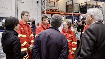 Bundespräsident Frank-Walter Steinmeier und Ministerpräsident Armin Laschet besuchen Erftstadt im Rhein-Erft-Kreis