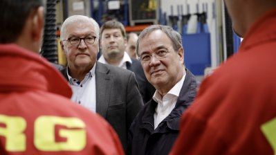 Bundespräsident Frank-Walter Steinmeier und Ministerpräsident Armin Laschet besuchen Erftstadt im Rhein-Erft-Kreis