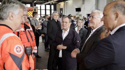 Bundespräsident Frank-Walter Steinmeier und Ministerpräsident Armin Laschet besuchen Erftstadt im Rhein-Erft-Kreis