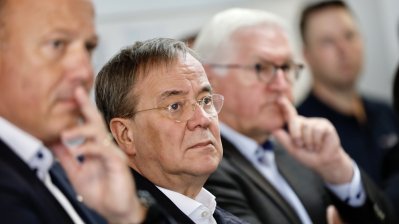 Bundespräsident Frank-Walter Steinmeier und Ministerpräsident Armin Laschet besuchen Erftstadt im Rhein-Erft-Kreis