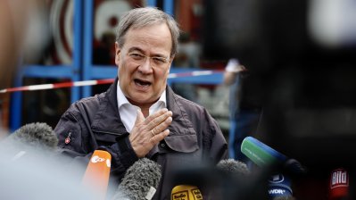 Bundespräsident Frank-Walter Steinmeier und Ministerpräsident Armin Laschet besuchen Erftstadt im Rhein-Erft-Kreis