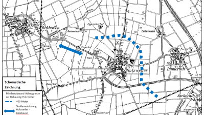 Abbildung Tagebau Garzweiler II, Schematische Zeichnung (nicht maßstäblich), zum Entscheidungssatz 3