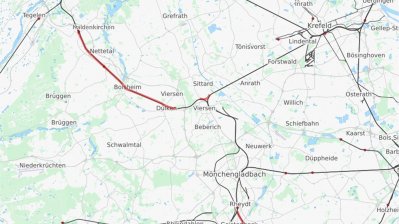 Bahnstrecke über Kaldenkirchen und Viersen bis nach Rheydt-Odenkirchen.