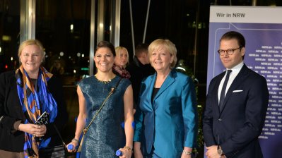 Ministerpräsidentin Hannelore Kraft empfängt das schwedische Kronprinzessinnenpaar und Außenhandelsministerin Dr. Ewa Björling in der Staatskanzlei