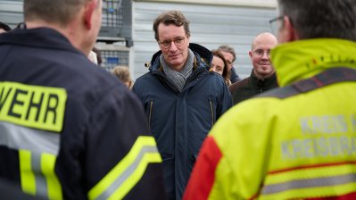 Ministerpräsident besucht gemeinsam mit Minister Krischer von Hochwasser bedrohte Gebiete 