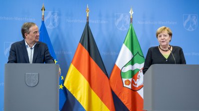 Bundeskanzlerin Angela Merkel und Ministerpräsident Armin Laschet im Märkischen Kreis und in Hagen