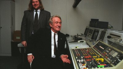 Ministerpräsident Johannes Rau besucht den Fernsehsender VIVA, 19.1.1995