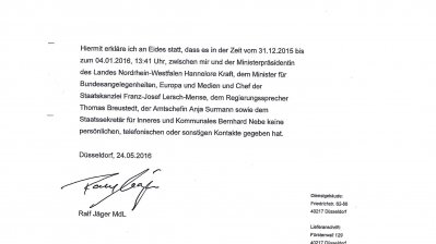 Silvesternacht in Köln – Eidesstattliche Versicherungen