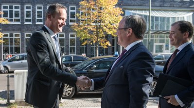 Ministerpräsident Armin Laschet empfängt die Regierungschefs der Wallonie und der Deutschsprachigen Gemeinschaft Belgiens