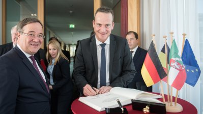 Ministerpräsident Armin Laschet empfängt die Regierungschefs der Wallonie und der Deutschsprachigen Gemeinschaft Belgiens