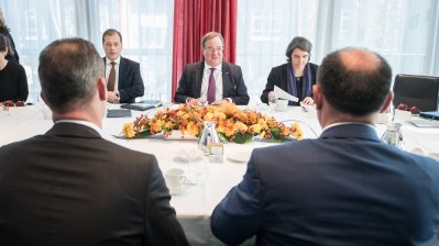 Ministerpräsident Armin Laschet empfängt die Regierungschefs der Wallonie und der Deutschsprachigen Gemeinschaft Belgiens
