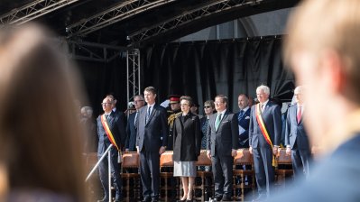Ministerpräsident Armin Laschet zur 100 Jahres-Gedenkzeremonie in Zeebrügge.