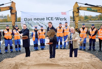 Ministerpräsident Hendrik Wüst bei Spatenstich für neues ICE-Werk in Dortmund