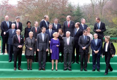 Gruppenfoto anlässlich eines Mittagessens mit dem Deutsch-Spanischen Unternehmerrat auf Einladung von Liz Mohn.